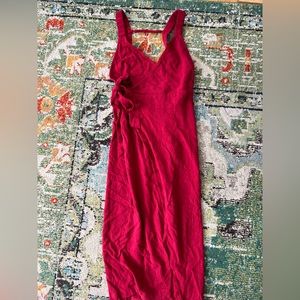 Brand new red wrap dress with slit and open back